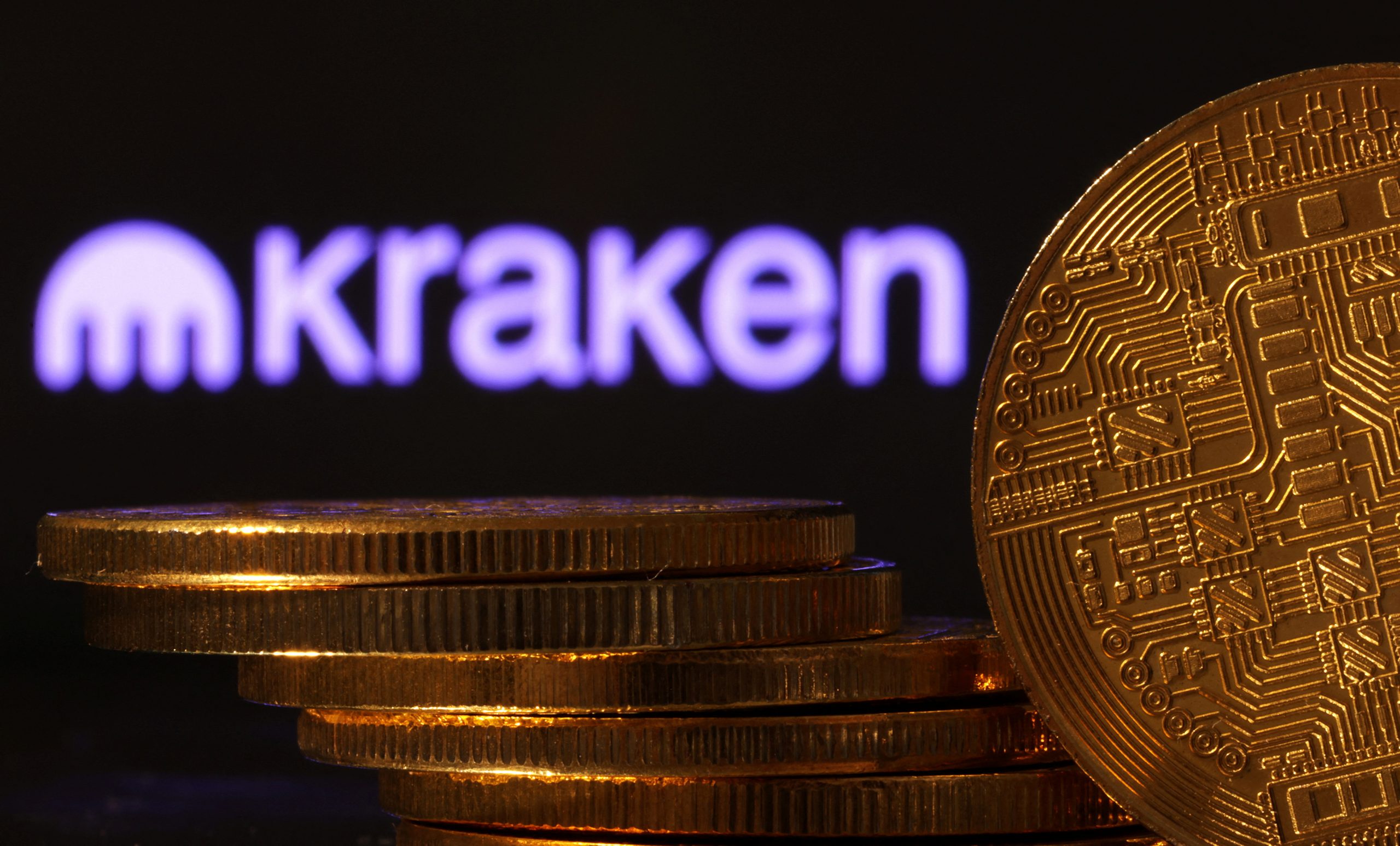 Illustration shows Kraken cryptocurrency exchange logo